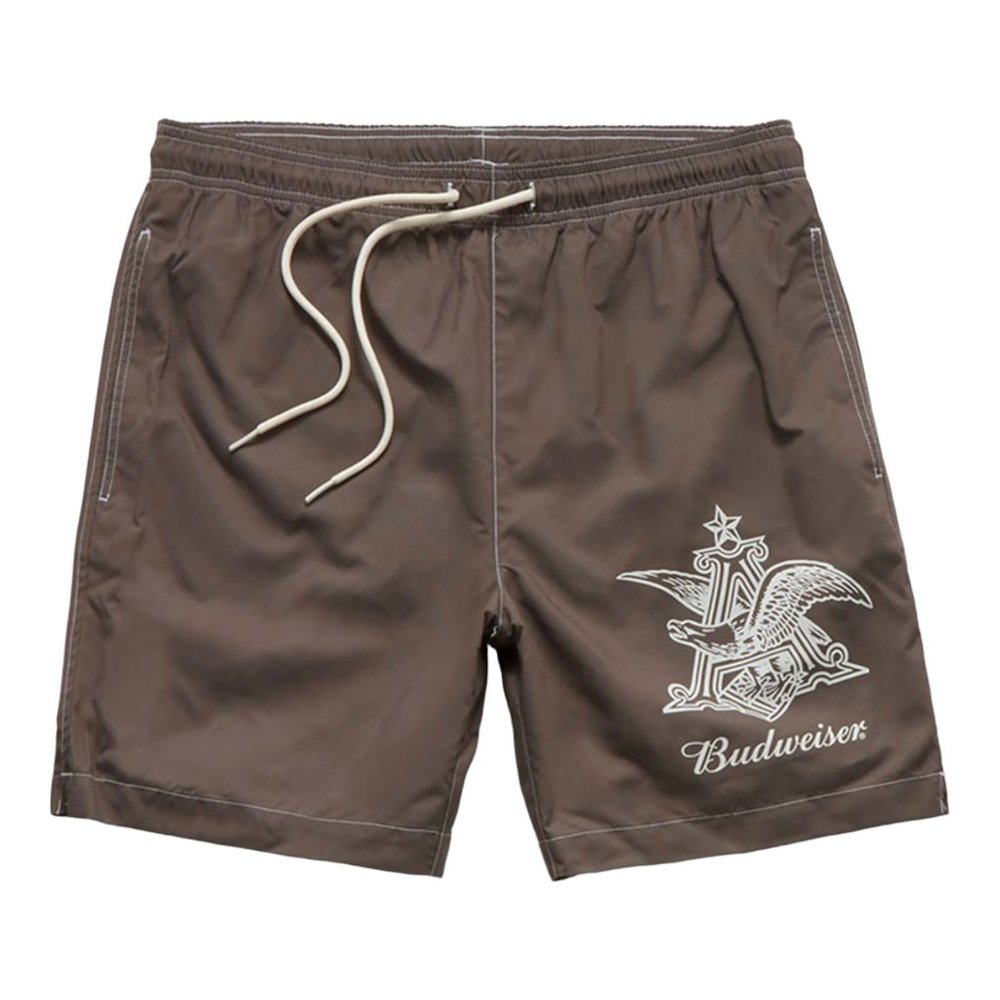 Budweiser By PacSun Anheuser 15" Boardshorts Swim Trunks Shorts Brown Men Large